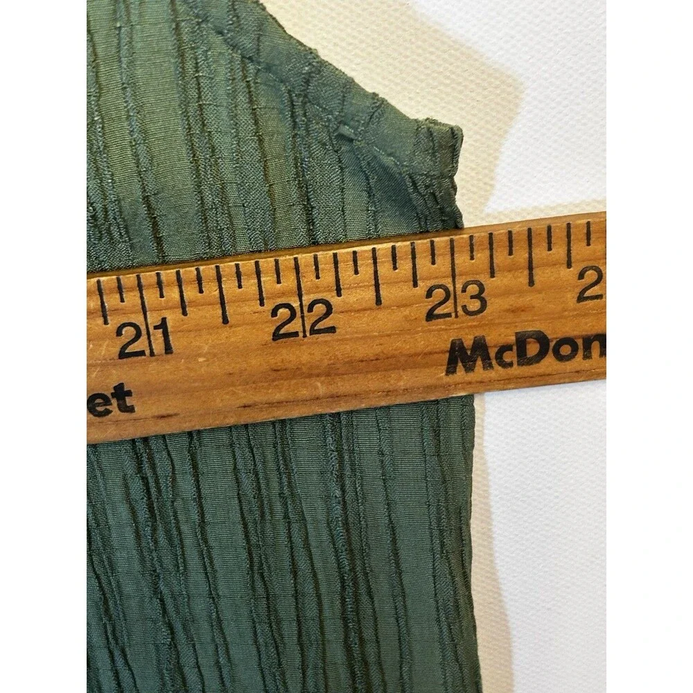 Jones New York Signature Green Textured Knit 2pc Set V-Neck Sleeveless L Texture